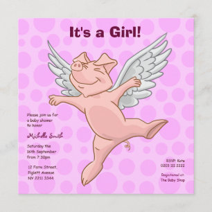 Uitnodiging van de partij Cute Flying Pig Baby sho