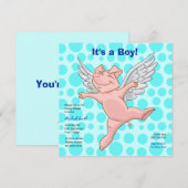 Uitnodiging van de partij Cute Flying Pig Baby sho (Voorkant / Achterkant)