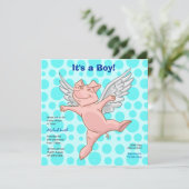 Uitnodiging van de partij Cute Flying Pig Baby sho (Staand voorkant)