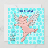 Uitnodiging van de partij Cute Flying Pig Baby sho (Voorkant)