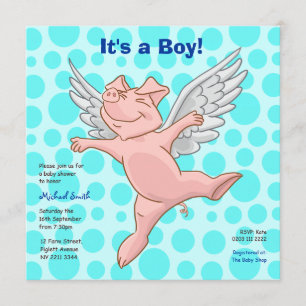 Uitnodiging van de partij Cute Flying Pig Baby sho