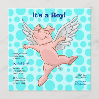 Uitnodiging van de partij Cute Flying Pig Baby sho