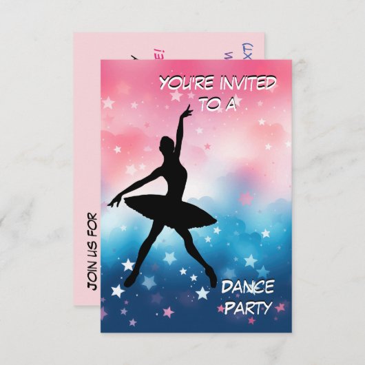 Uitnodiging van de partij Dance (Voorkant / Achterkant)