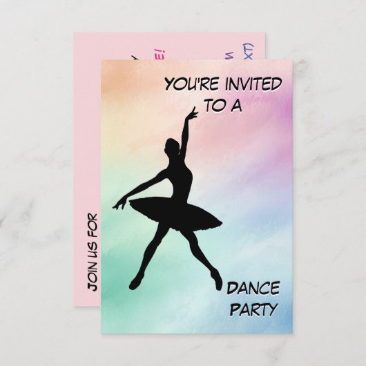 Uitnodiging van de partij Dance (Voorkant / Achterkant)