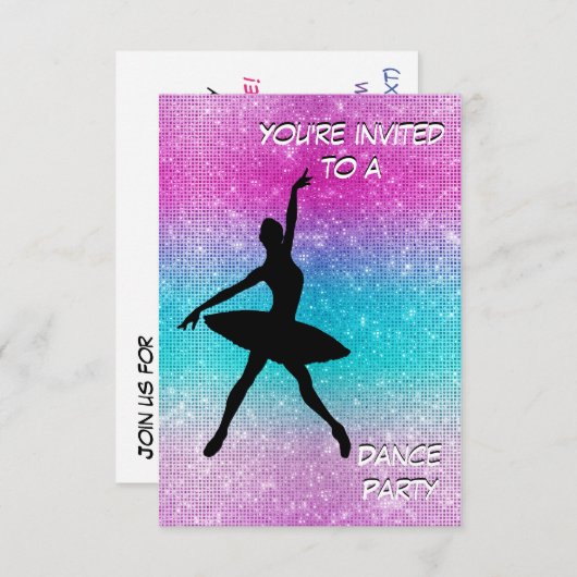 Uitnodiging van de partij Dance (Voorkant / Achterkant)