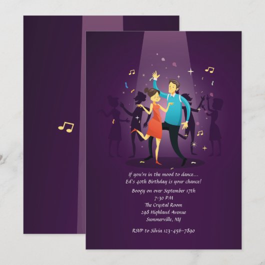 Uitnodiging van de partij Dance (Voorkant / Achterkant)