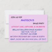 Uitnodiging van de partij Dance (Achterkant)