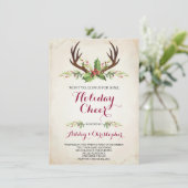 Uitnodiging van de partij Deer Antler - Kerstmis (Staand voorkant)