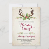 Uitnodiging van de partij Deer Antler - Kerstmis (Voorkant)