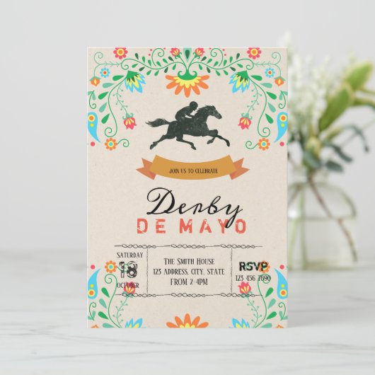 Uitnodiging van de partij Derby de Mayo (Staand voorkant)