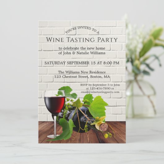 Uitnodiging van de partij die de Wijnbouwkunst pro (Staand voorkant)