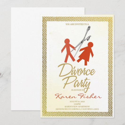 Uitnodiging van de partij Divorce (Voorkant / Achterkant)