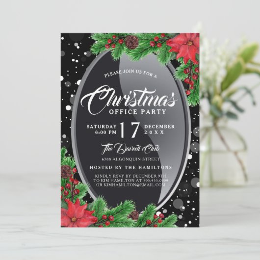 Uitnodiging van de partij Elegant en Modern Poinse (Staand voorkant)