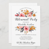 Uitnodiging van de partij Elegant Floral Retiremen (Voorkant / Achterkant)