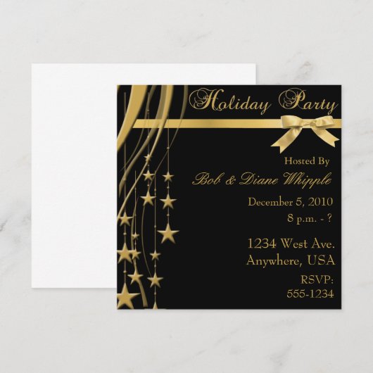 Uitnodiging van de partij Elegant Holiday (Voorkant / Achterkant)
