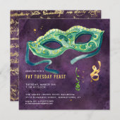 Uitnodiging van de partij Elegant Mardi Gras (Voorkant / Achterkant)