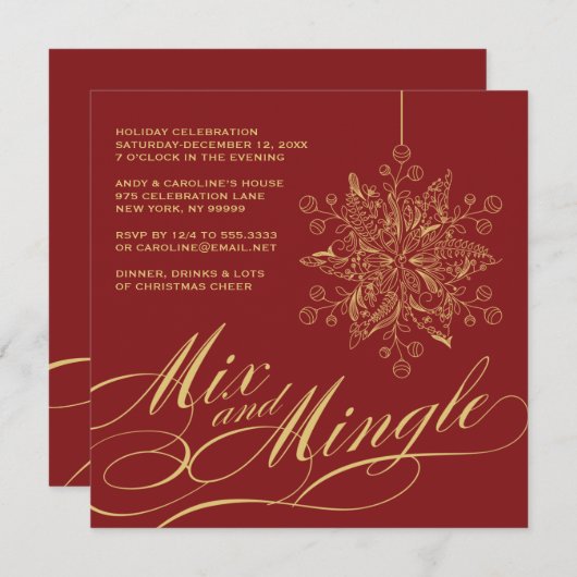 Uitnodiging van de partij Elegant Mix & Mingle (Voorkant / Achterkant)