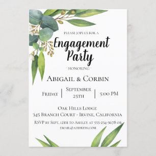 Uitnodiging van de partij Eucalyptus Foliage Engag