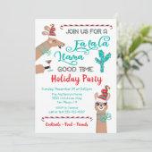 Uitnodiging van de partij Fa la Llama Holiday (Staand voorkant)