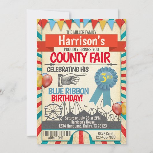 Uitnodiging van de partij Fair Birthday (Voorkant)