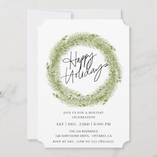 Uitnodiging van de partij Forest Pine Wreath Holid (Voorkant)
