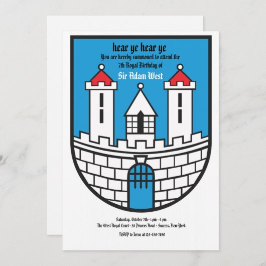 Uitnodiging van de partij Fortress Birthday (Voorkant / Achterkant)