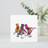 Uitnodiging van de partij Funky Bird Boogie (Staand voorkant)