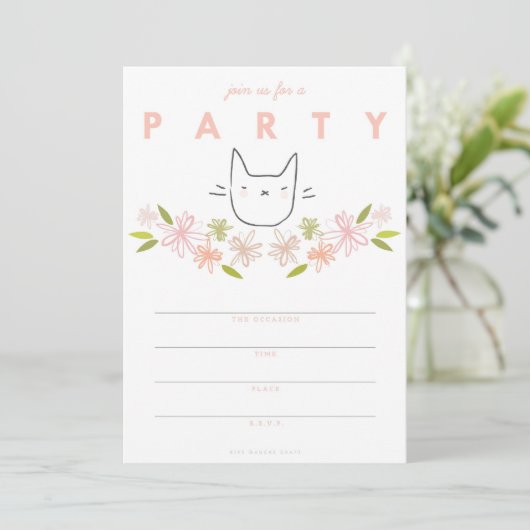 Uitnodiging van de partij Garden Cat (Staand voorkant)