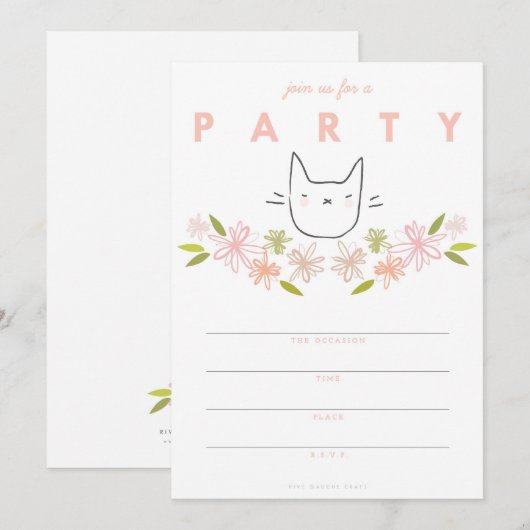 Uitnodiging van de partij Garden Cat (Voorkant / Achterkant)
