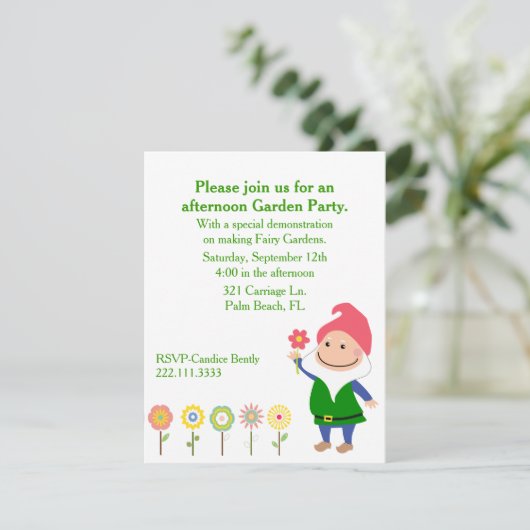 Uitnodiging van de partij Garden Gnome (Staand voorkant)