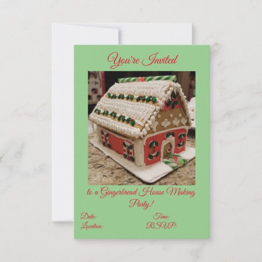 Uitnodiging van de partij Gingerbrood House Making (Voorkant)