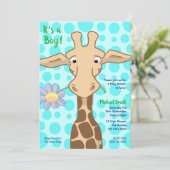Uitnodiging van de partij Giraffe Baby shower (Staand voorkant)