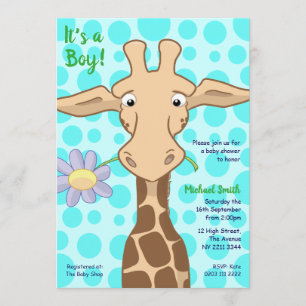 Uitnodiging van de partij Giraffe Baby shower