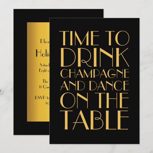 Uitnodiging van de partij Gold 1920 (Voorkant / Achterkant)