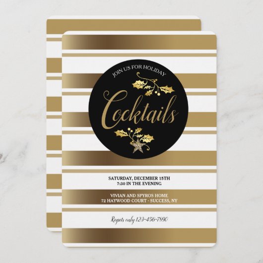 Uitnodiging van de partij Gold Stripes (Voorkant / Achterkant)