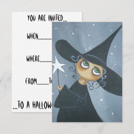 Uitnodiging van de partij Good Witch Halloween (Voorkant / Achterkant)