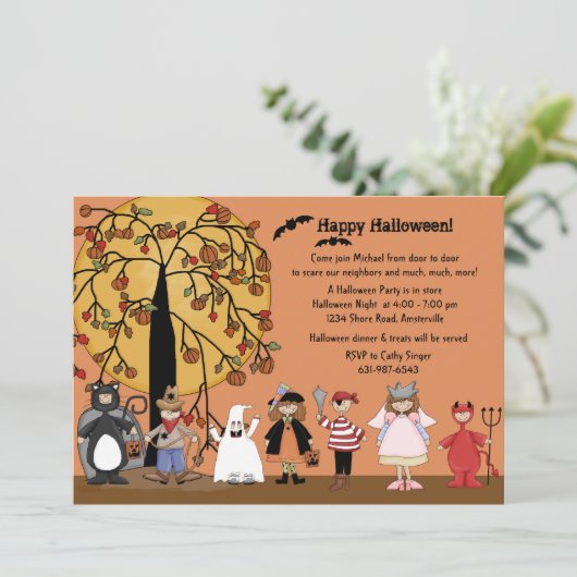 Uitnodiging van de partij Halloween (Staand voorkant)