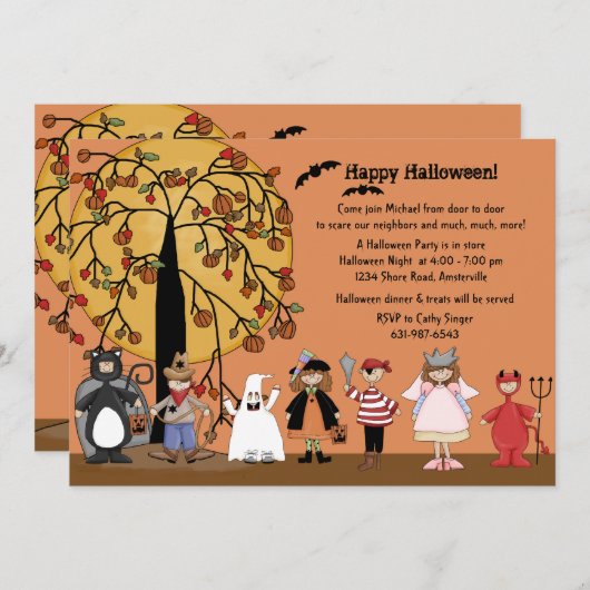 Uitnodiging van de partij Halloween (Voorkant / Achterkant)