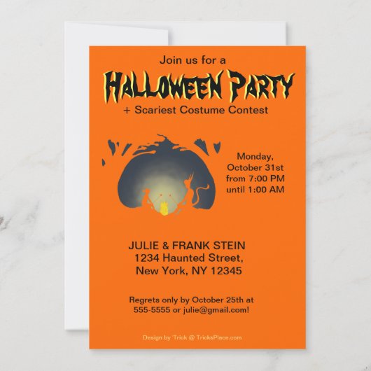 Uitnodiging van de partij Halloween - Alien Camp F (Achterkant)