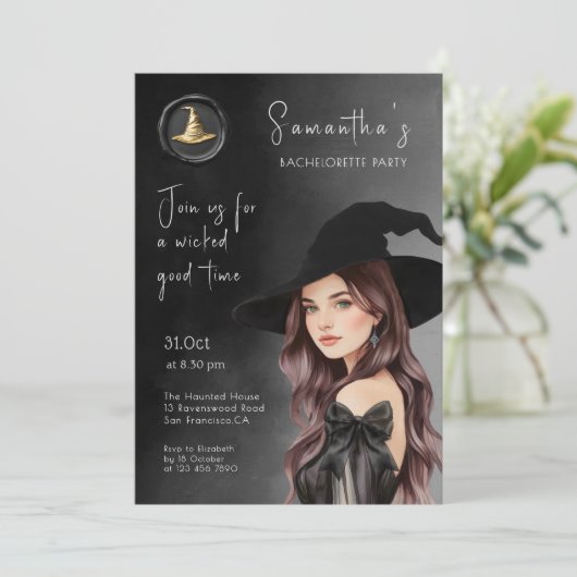 Uitnodiging van de partij Halloween Bachelorette (Staand voorkant)