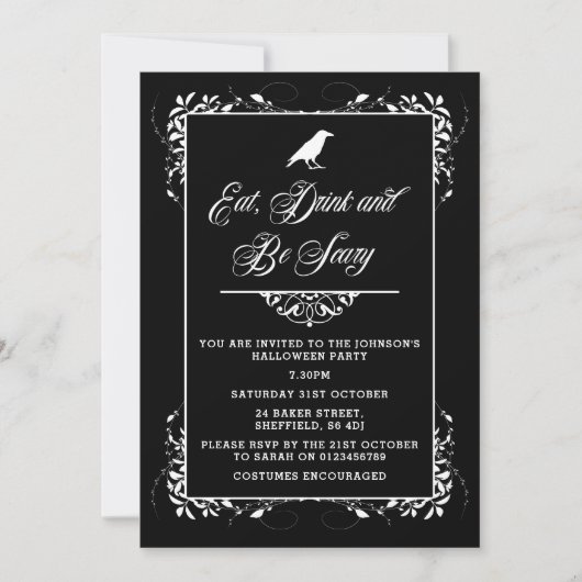 Uitnodiging van de partij Halloween - elegante vol (Voorkant)