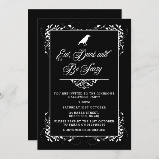 Uitnodiging van de partij Halloween - elegante vol (Voorkant / Achterkant)
