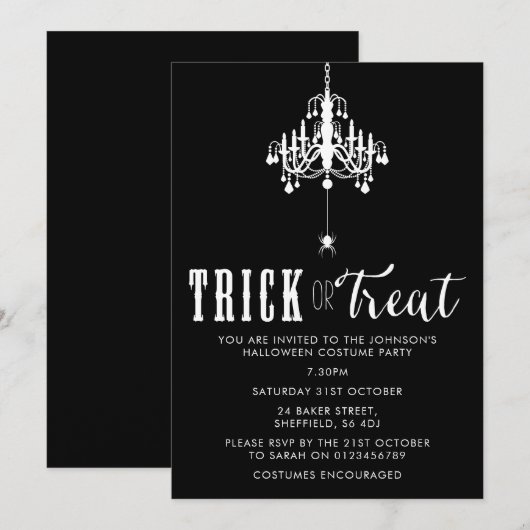 Uitnodiging van de partij Halloween - elegante vol (Voorkant / Achterkant)