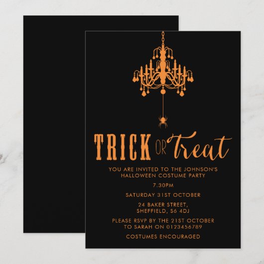 Uitnodiging van de partij Halloween - elegante vol (Voorkant / Achterkant)