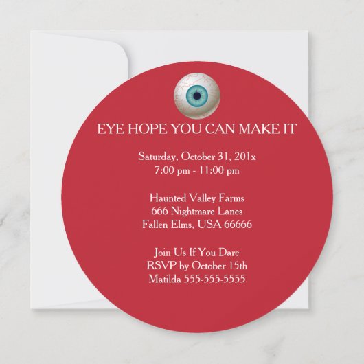 Uitnodiging van de partij Halloween Eyeball (blauw (Achterkant)