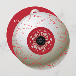 Uitnodiging van de partij Halloween Eyeball (rood)