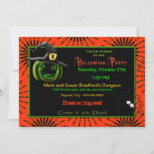 Uitnodiging van de partij Halloween - Groene heks (Achterkant)