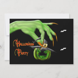 Uitnodiging van de partij Halloween - Groene heks