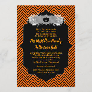 Uitnodiging van de partij Halloween Masquerade Bal