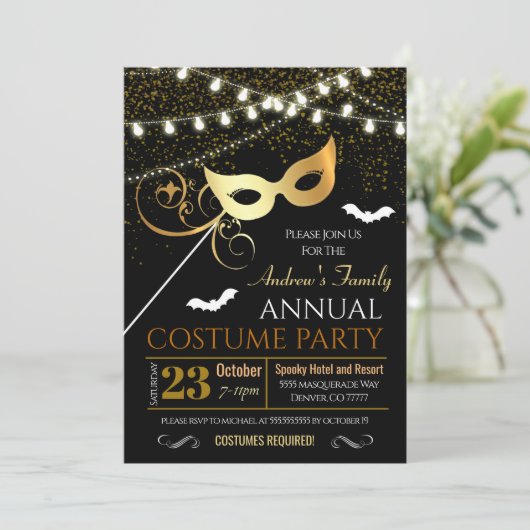 Uitnodiging van de partij Halloween Masquerade Cos (Staand voorkant)